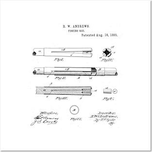 Fishing Rod Vintage Patent Hand Drawing Posters and Art